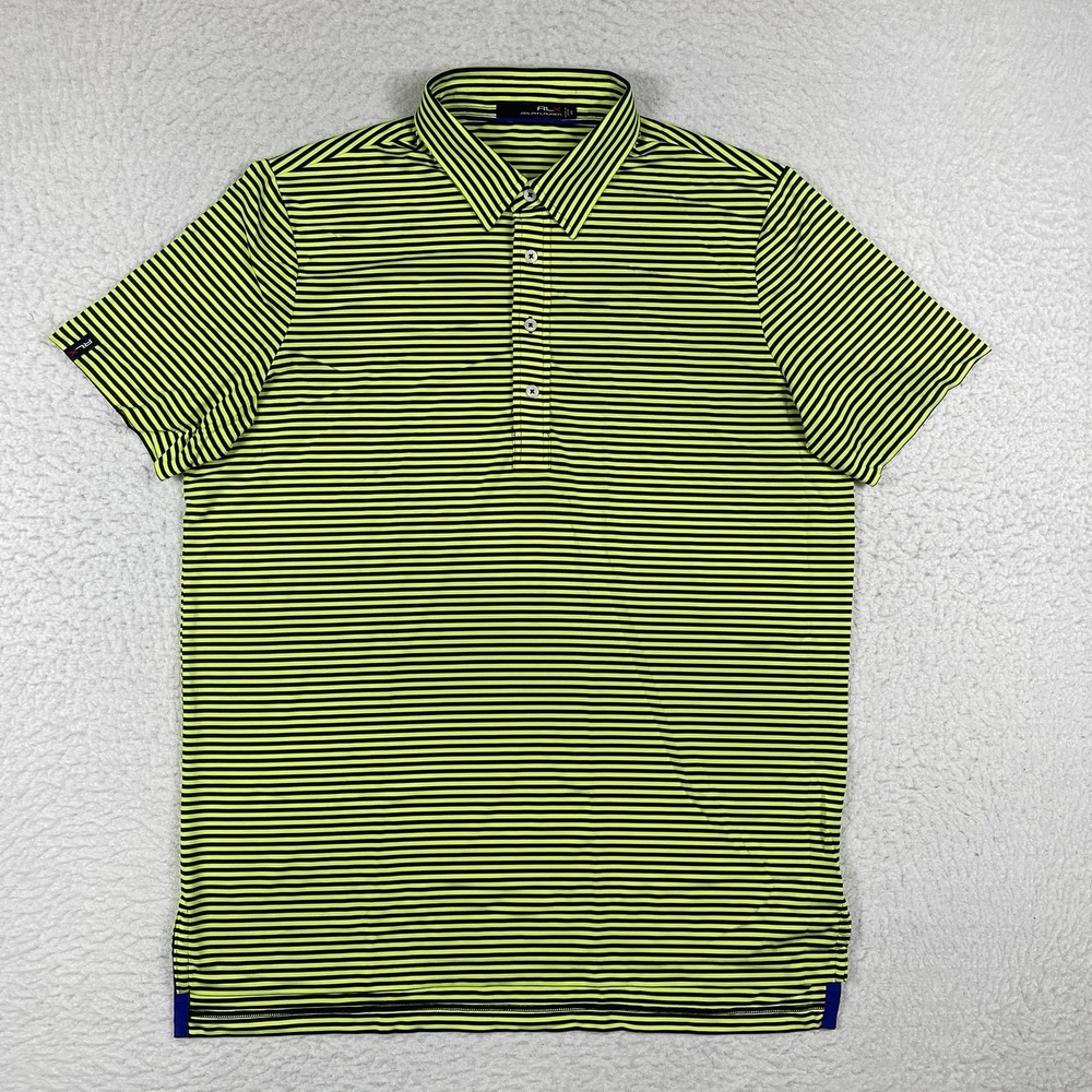 RLX Ralph Lauren Polo Shirt Mens Large‎ Striped Congressional Golf Preppy Casual